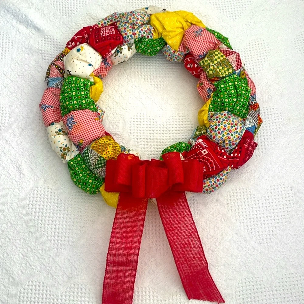Vintage fabric wreath